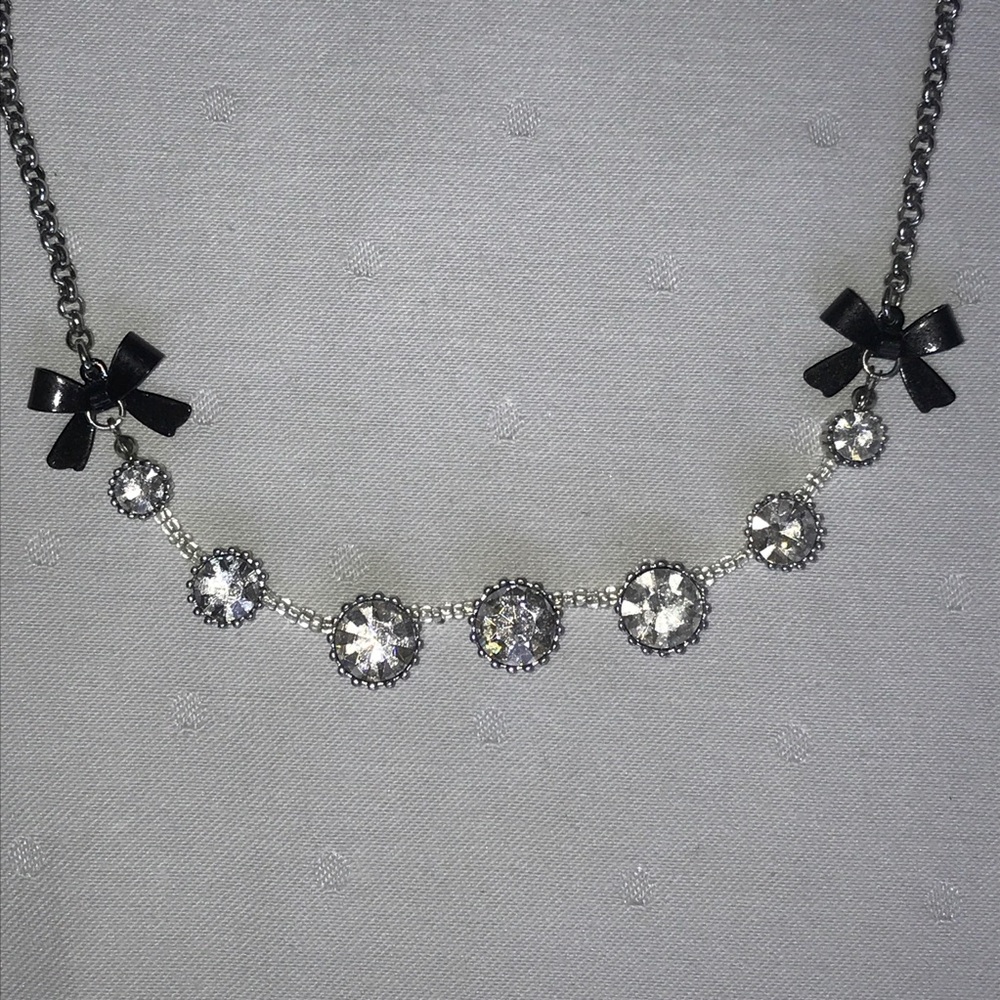 Betsy Johnson Bow & Rhinestone Necklace